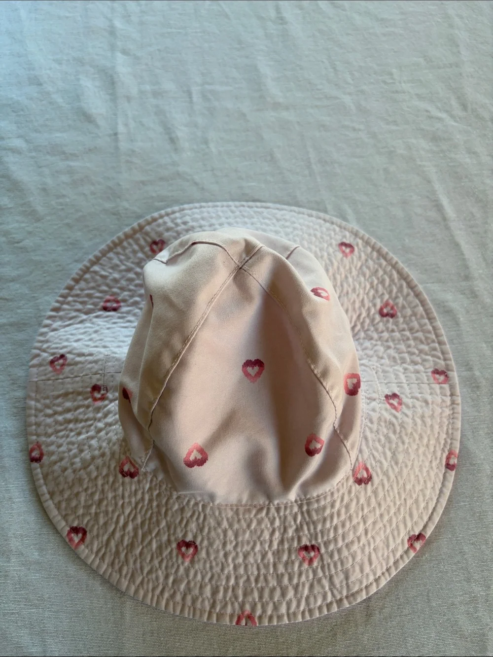 Carter's Light Pink Bucket Hat with Red Heart Print